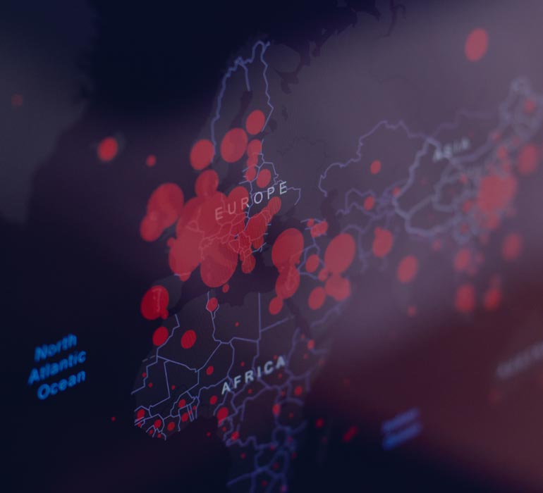 Map of Europe with points