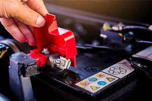 hand on a lithium battery