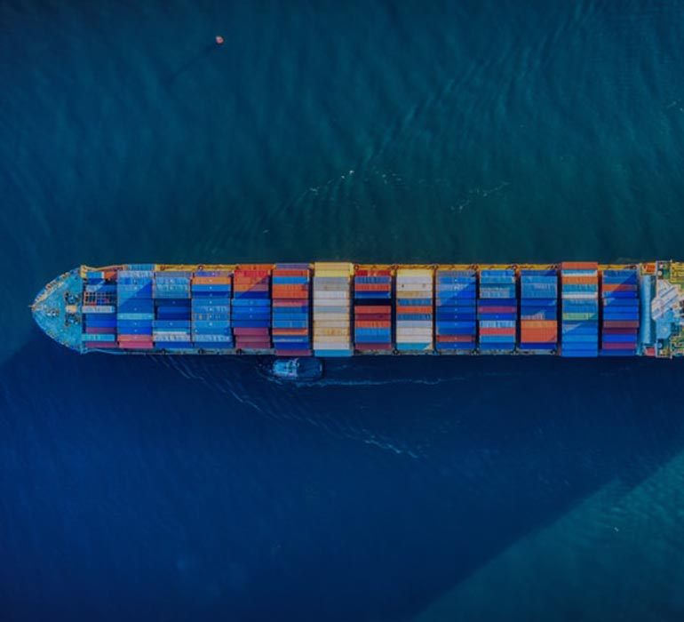 Cargo ship with containers