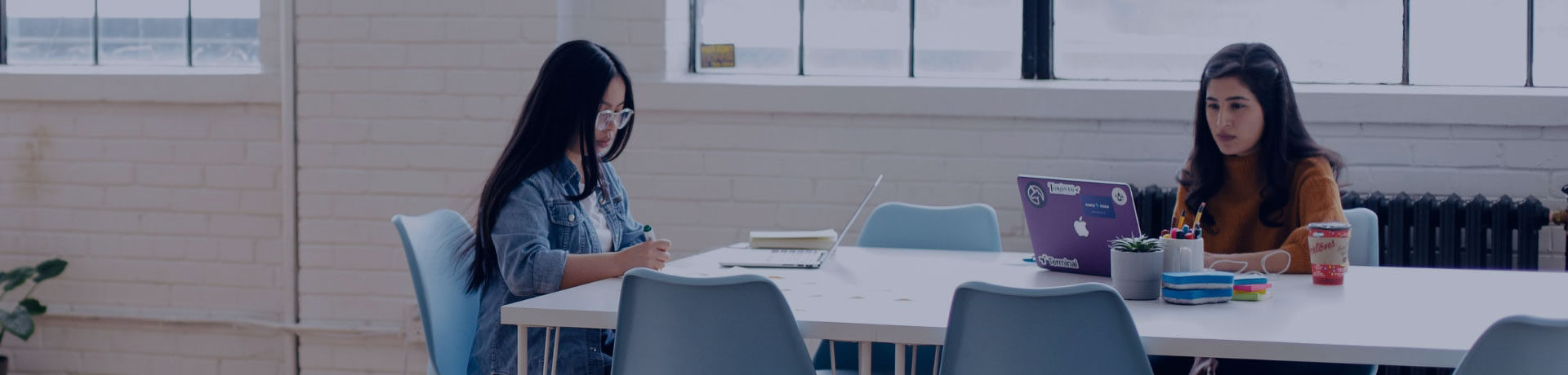 2 employées travaillent dans un bureau devant leur ordinateur