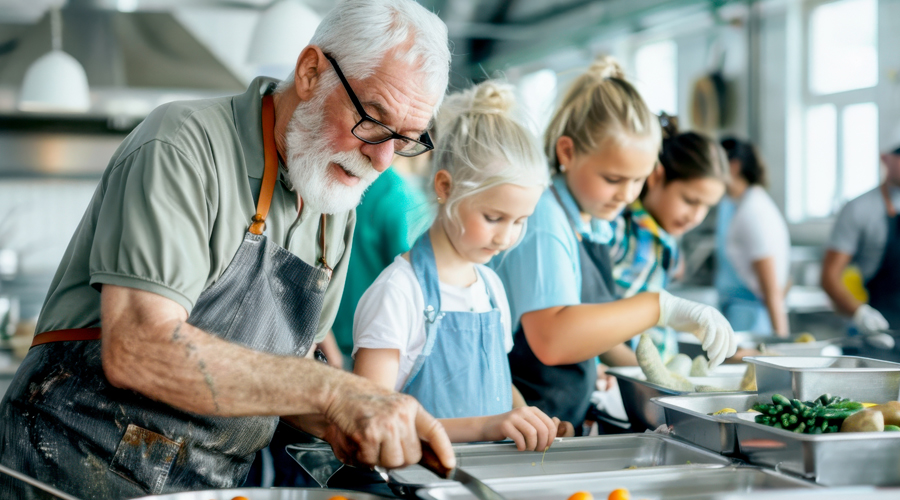Cooking workshop for seniors and young children