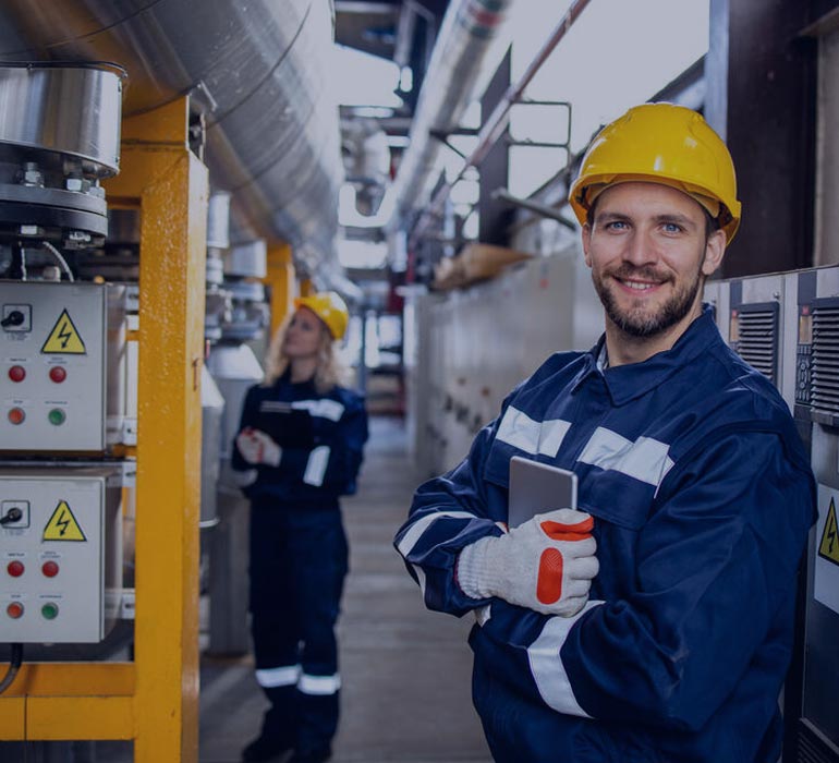 Eurocontrol employees conducting an inspection in a plant