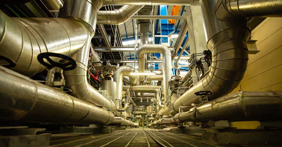 gas pipes in a factory