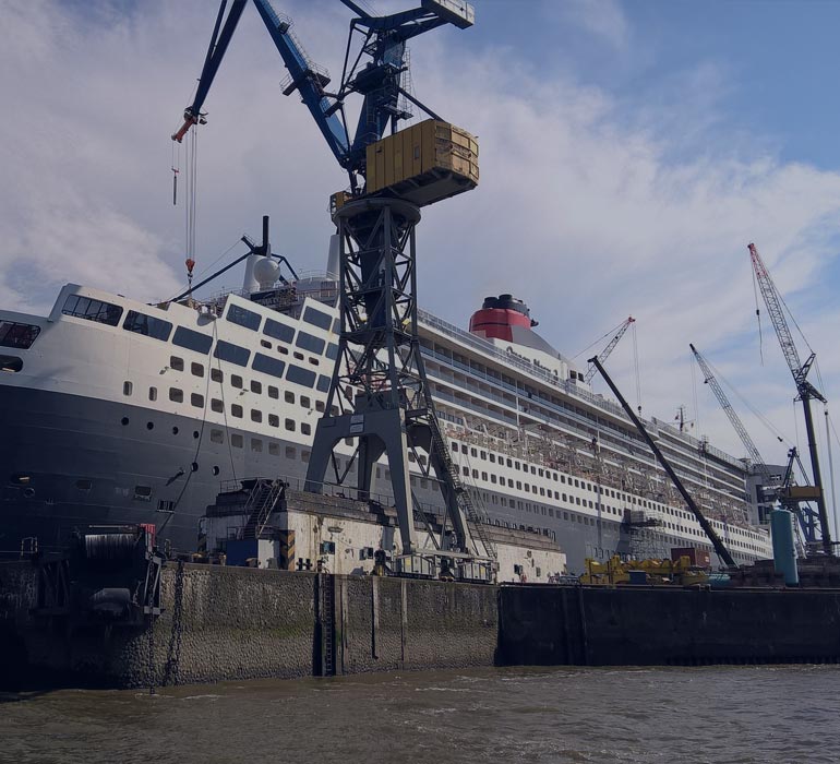 shipyard with a liner