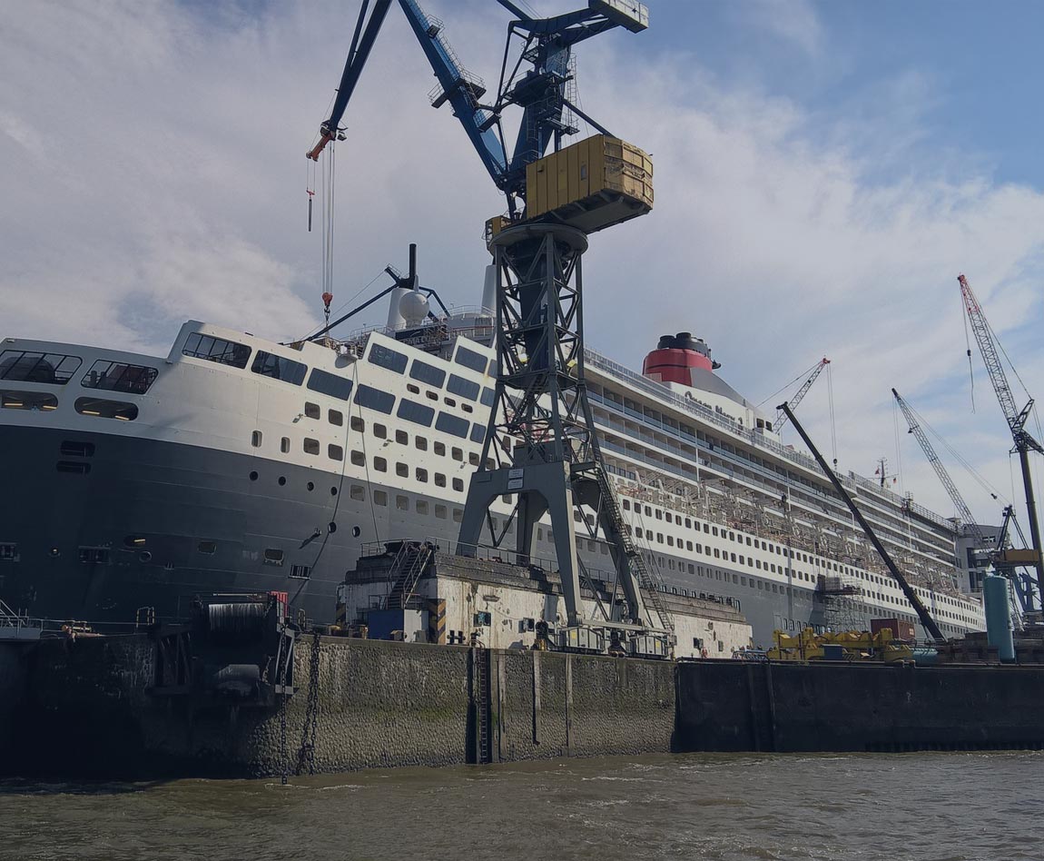 shipyard with a liner