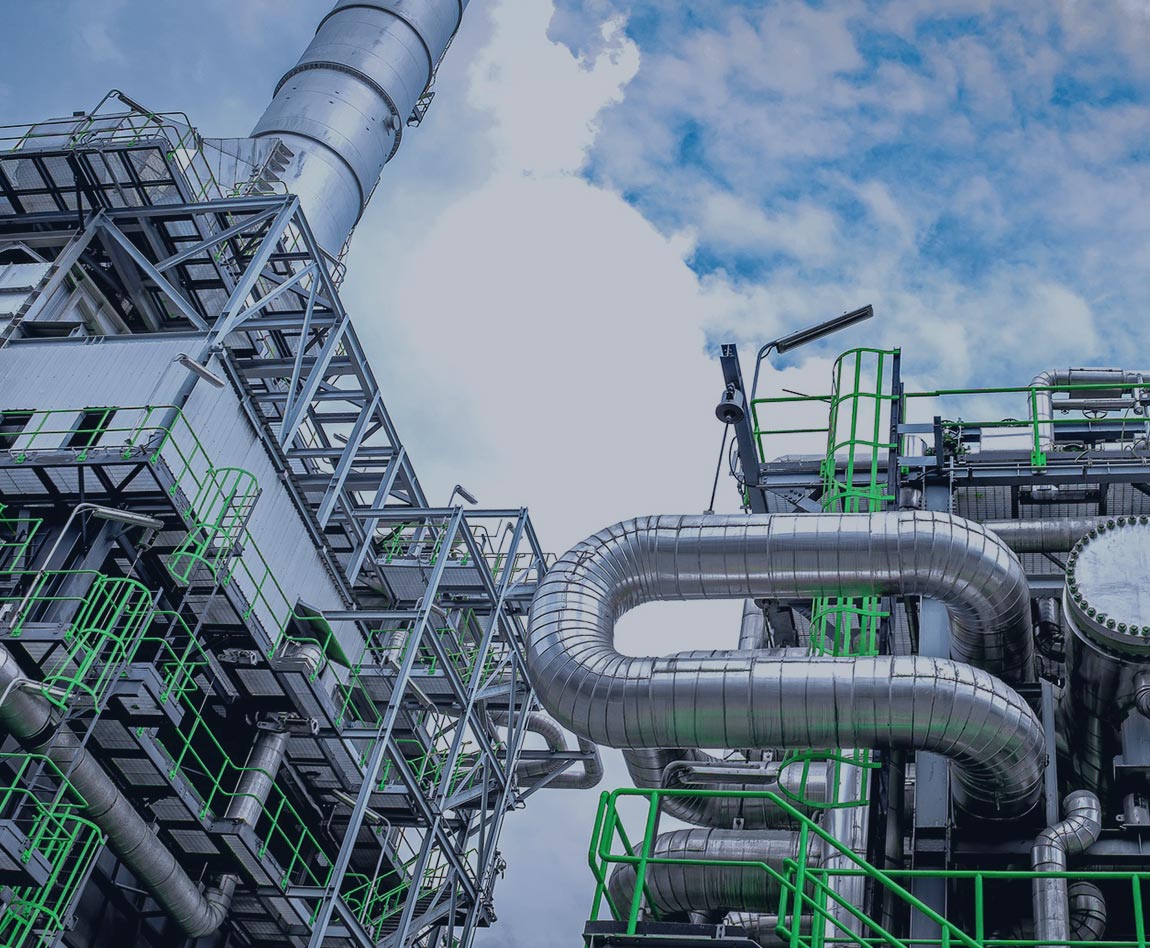 Gas line assembly in a factory