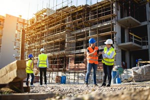 un uomo e una donna che lavorano insieme in un cantiere