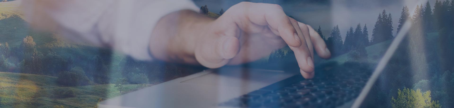 main tapant un rapport d'audit sur un clavier avec nature en fond