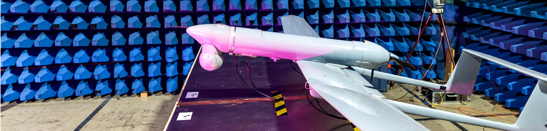 A drone, tested in an EMC chamber