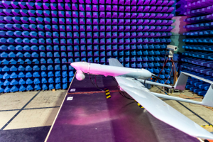 A drone in a semi-anechoic chamber
