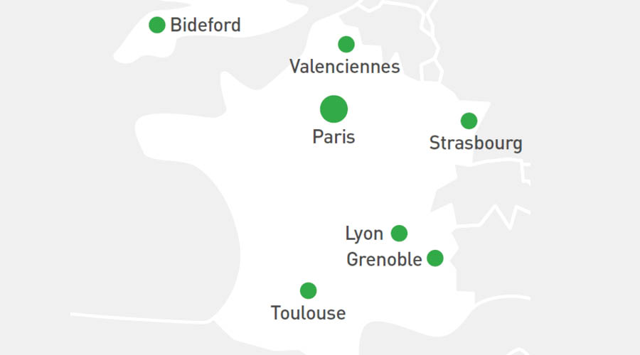 carte des implantations de Sopemea