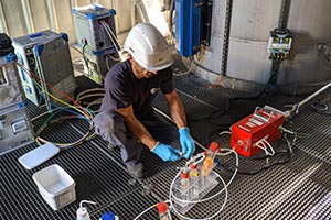 A man performs an atmospheric check