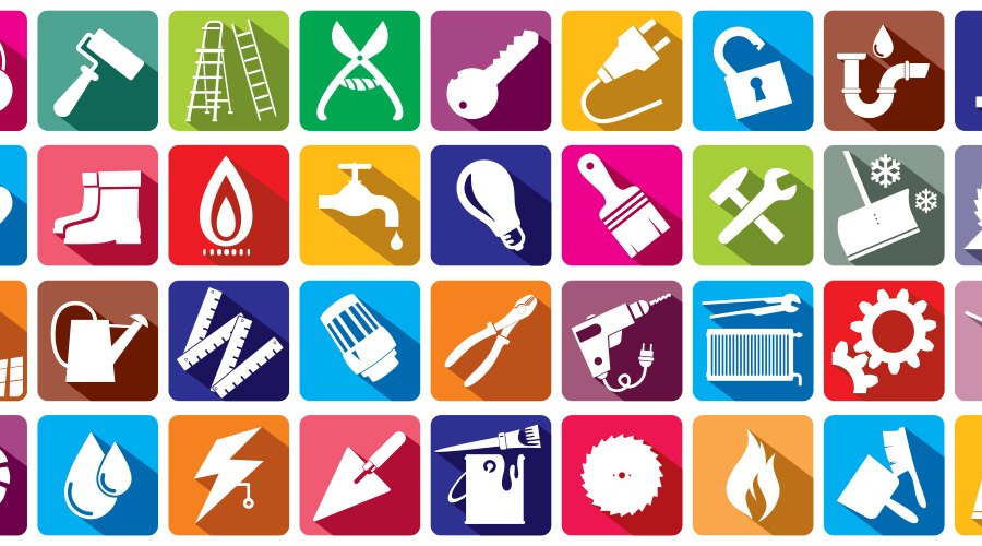 série de pictogrammes représentant des travaux