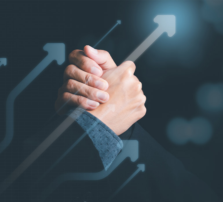 Poignée de main avec des enjeux de performance